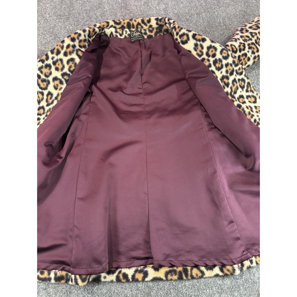 Vtg Toppers Faux Fur Coat Womens M Leopard Cheetah Print Rockabilly Overcoat 60s - Picture 9 of 11